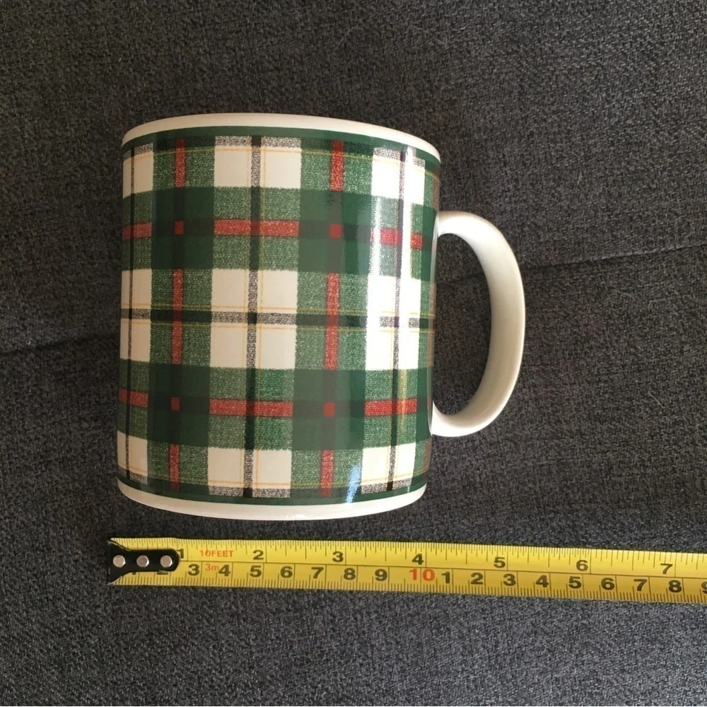 Colorful Green Plaid Holiday Mug, 12 oz